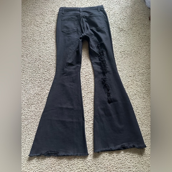 Fashion Nova Mind Of Her Own Flare Jeans - Black Size 13 - Picture 5 of 6
